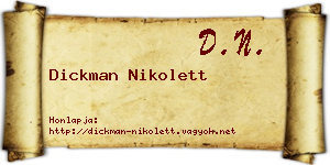Dickman Nikolett névjegykártya